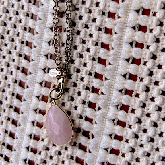 Pink Stone Pendant Necklace Gold Chain Necklace Boho Love Necklace - Picture 1 of 9